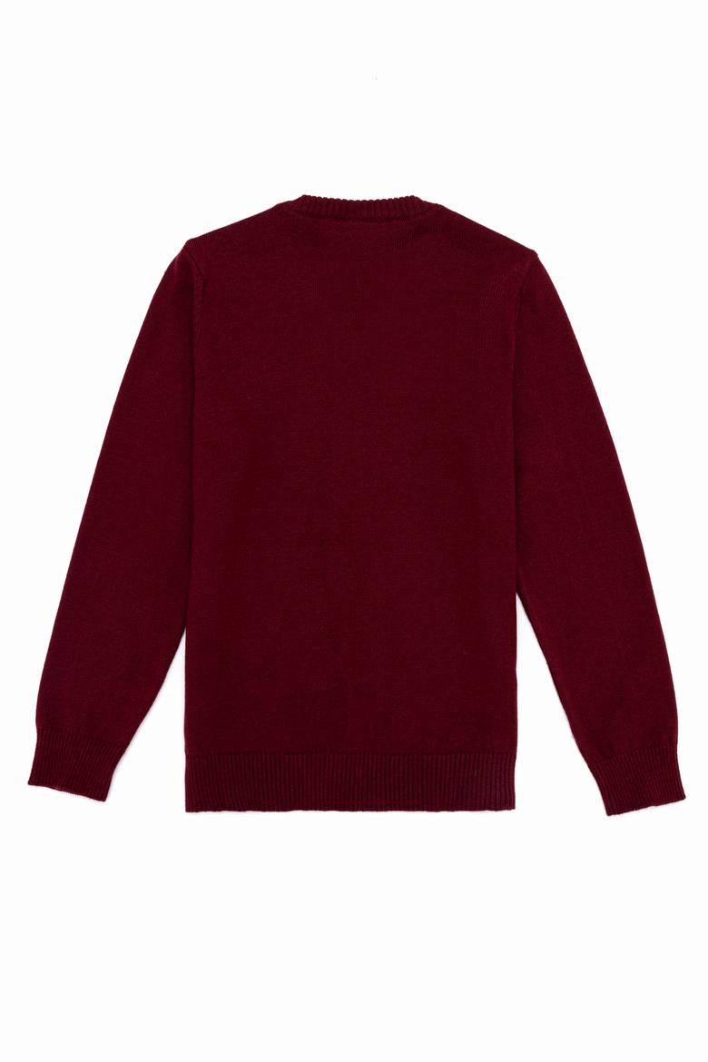 Erkek Çocuk Bordo Bisiklet Yaka Triko Kazak - 50255664005