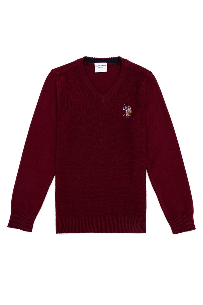 Erkek Çocuk Bordo Bisiklet Yaka Triko Kazak