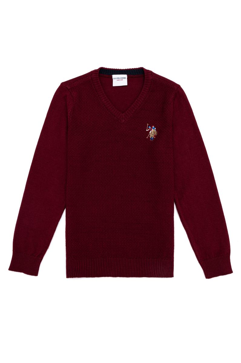 Erkek Çocuk Bordo Bisiklet Yaka Triko Kazak