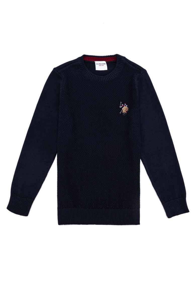 Erkek Çocuk Lacivert Bisiklet Yaka Triko Kazak