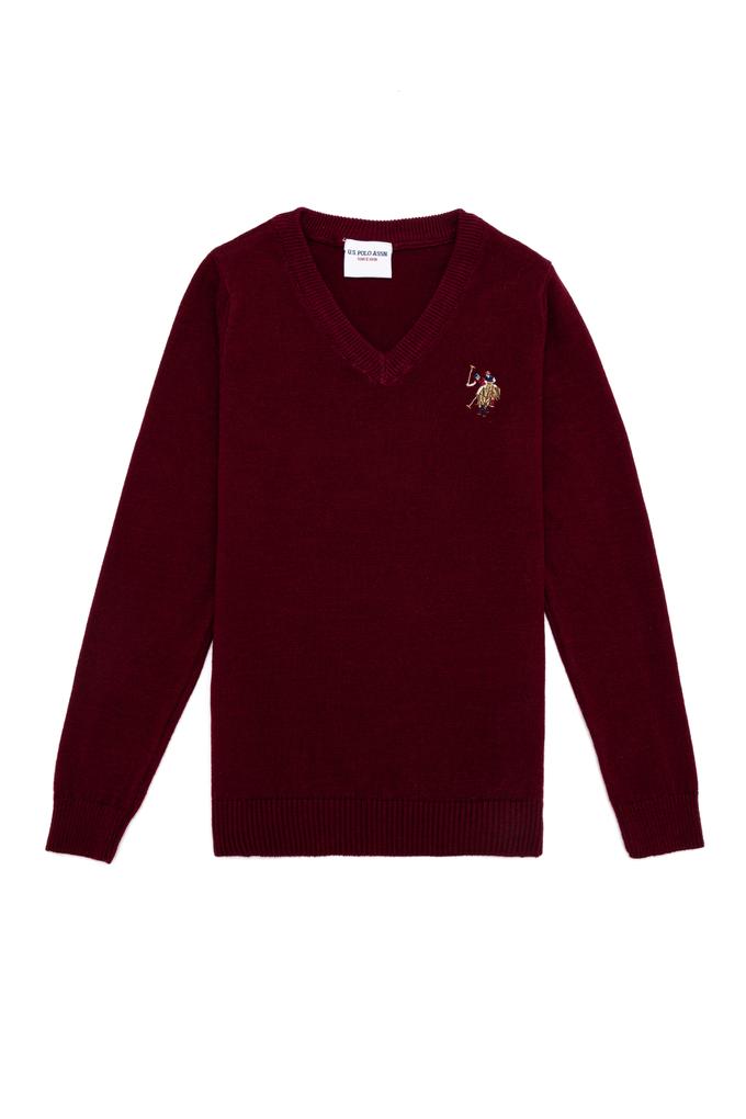 Erkek Çocuk Bordo Bisiklet Yaka Triko Kazak