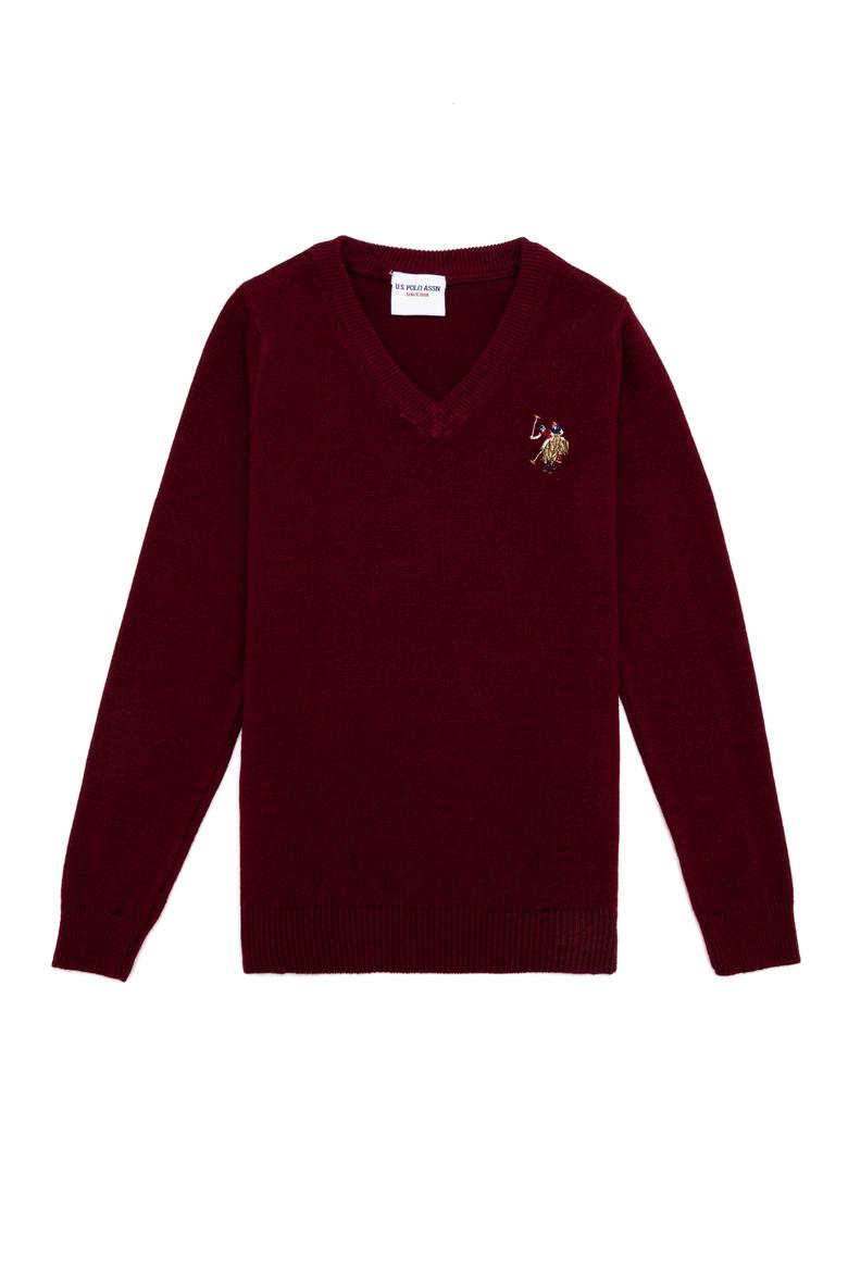 Erkek Çocuk Bordo Bisiklet Yaka Triko Kazak