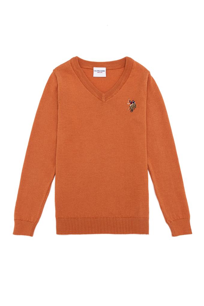 Erkek Çocuk Kiremit Bisiklet Yaka Triko Kazak