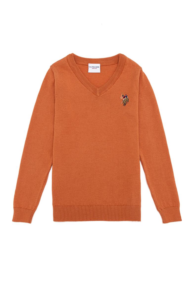 Erkek Çocuk Kiremit Bisiklet Yaka Triko Kazak