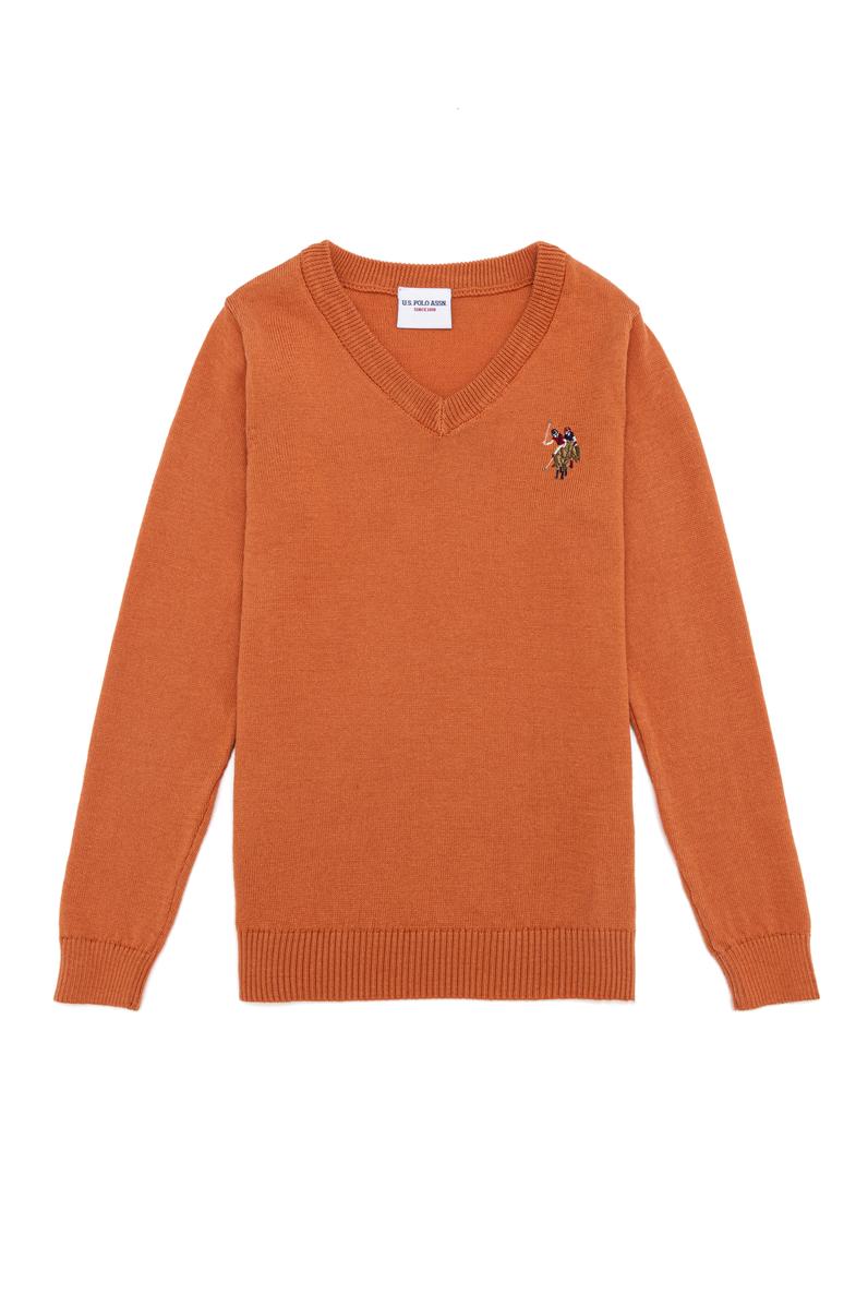 Erkek Çocuk Kiremit Bisiklet Yaka Triko Kazak