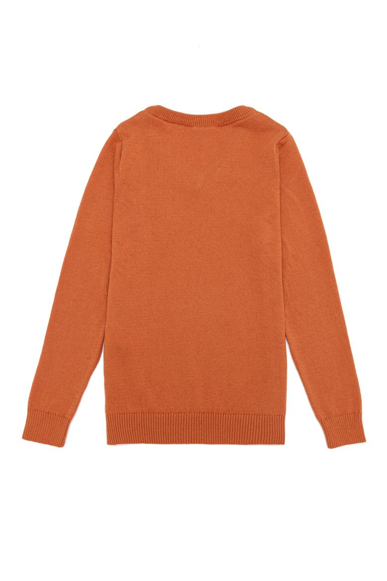 Erkek Çocuk Kiremit Bisiklet Yaka Triko Kazak - 50255777058