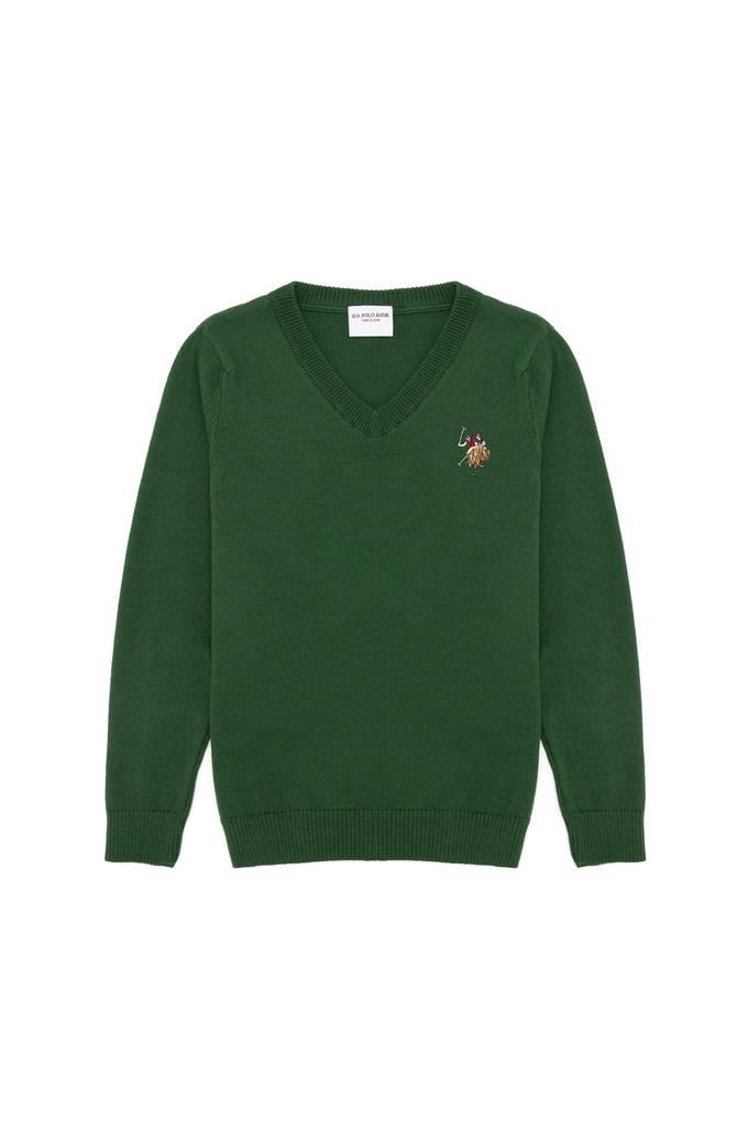 Erkek Çocuk Yeşil Bisiklet Yaka Triko Kazak