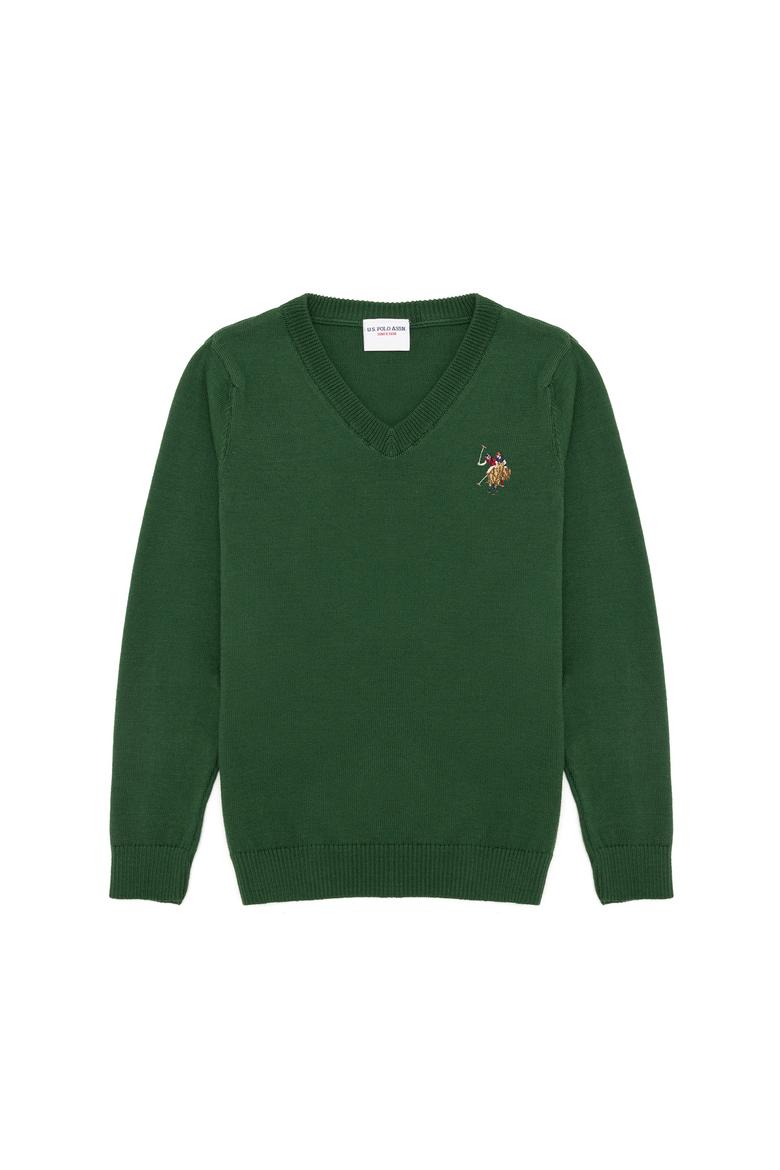 Erkek Çocuk Yeşil Bisiklet Yaka Triko Kazak