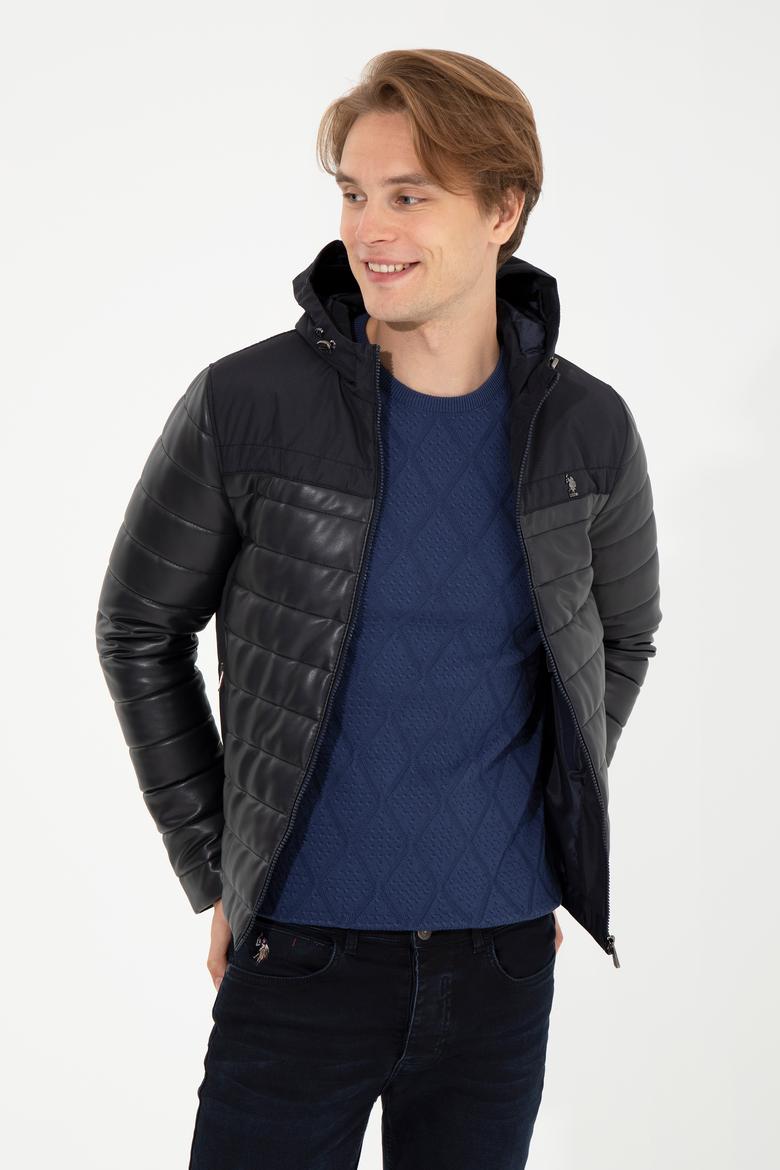 Erkek Lacivert Deri Ceket