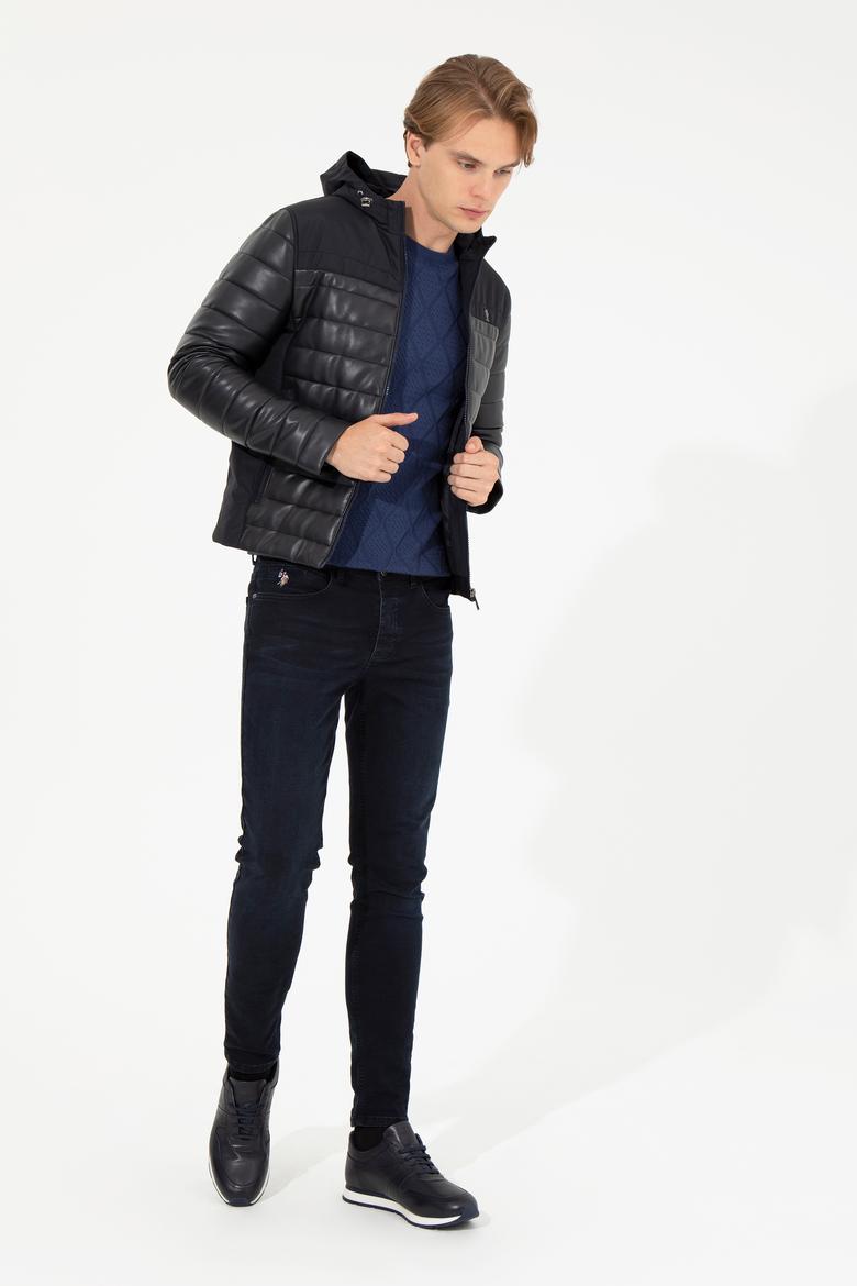 Erkek Lacivert Deri Ceket - 50259132016