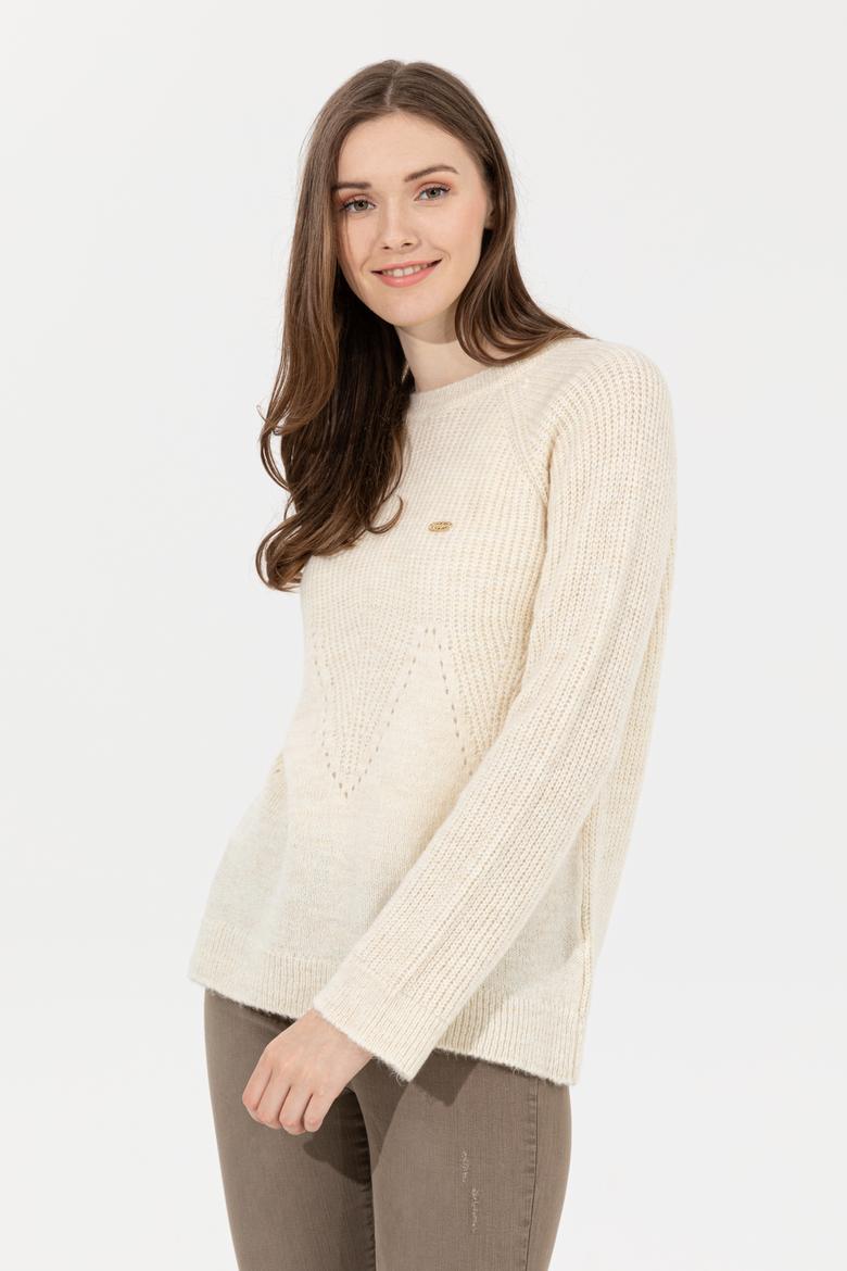 Kadın Krem Melanj Kazak - 50237627047