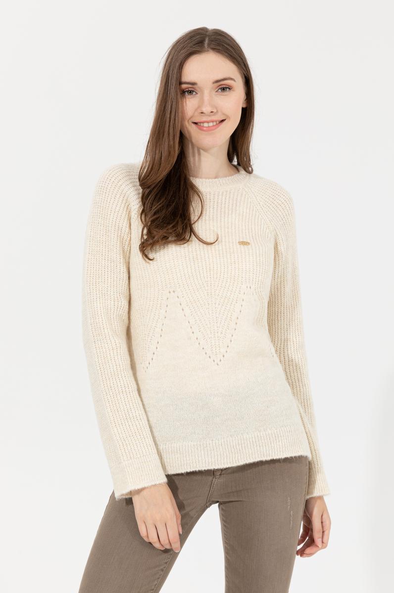 Kadın Krem Melanj Kazak