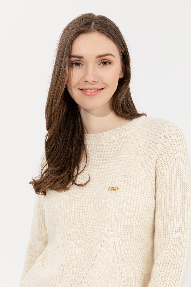 Kadın Krem Melanj Kazak - 50237627047