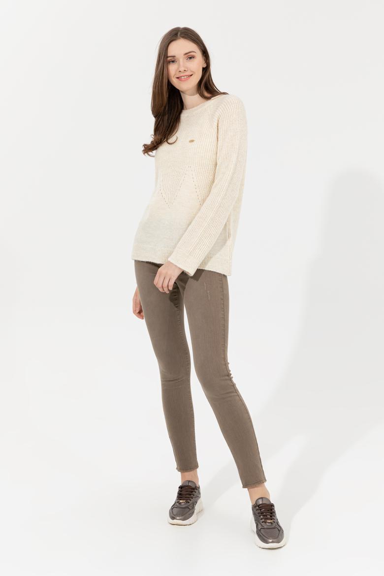 Kadın Krem Melanj Kazak - 50237627047