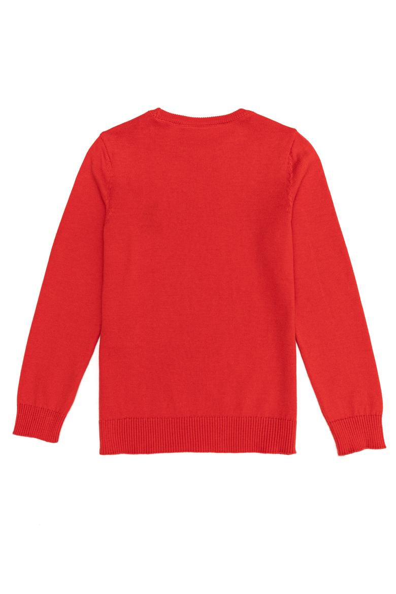 Kız Çocuk Kırmızı Basic Bisiklet Yaka Kazak - 50252446012