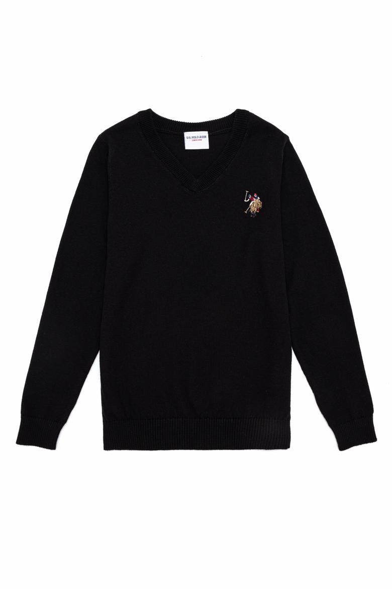 Erkek Çocuk Siyah Bisiklet Yaka Triko Kazak