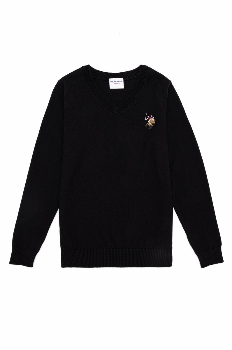 Erkek Çocuk Siyah Bisiklet Yaka Triko Kazak