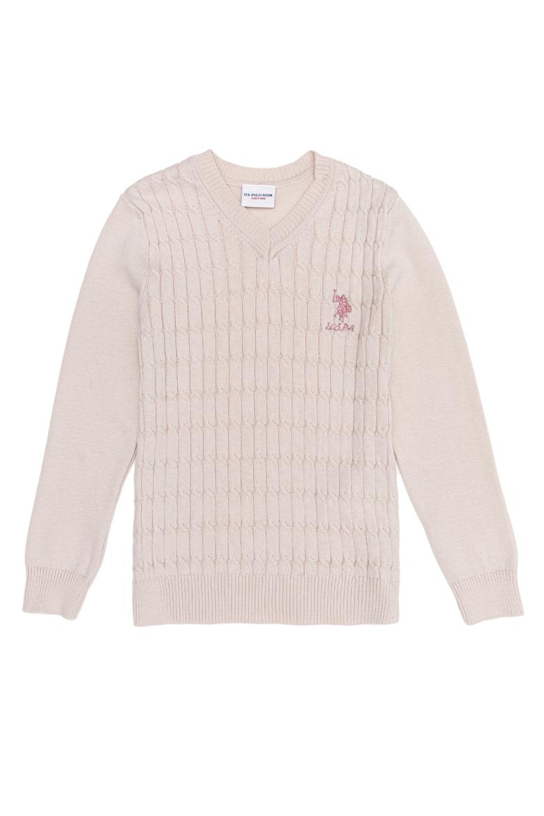 Kız Çocuk Krem Basic Kazak