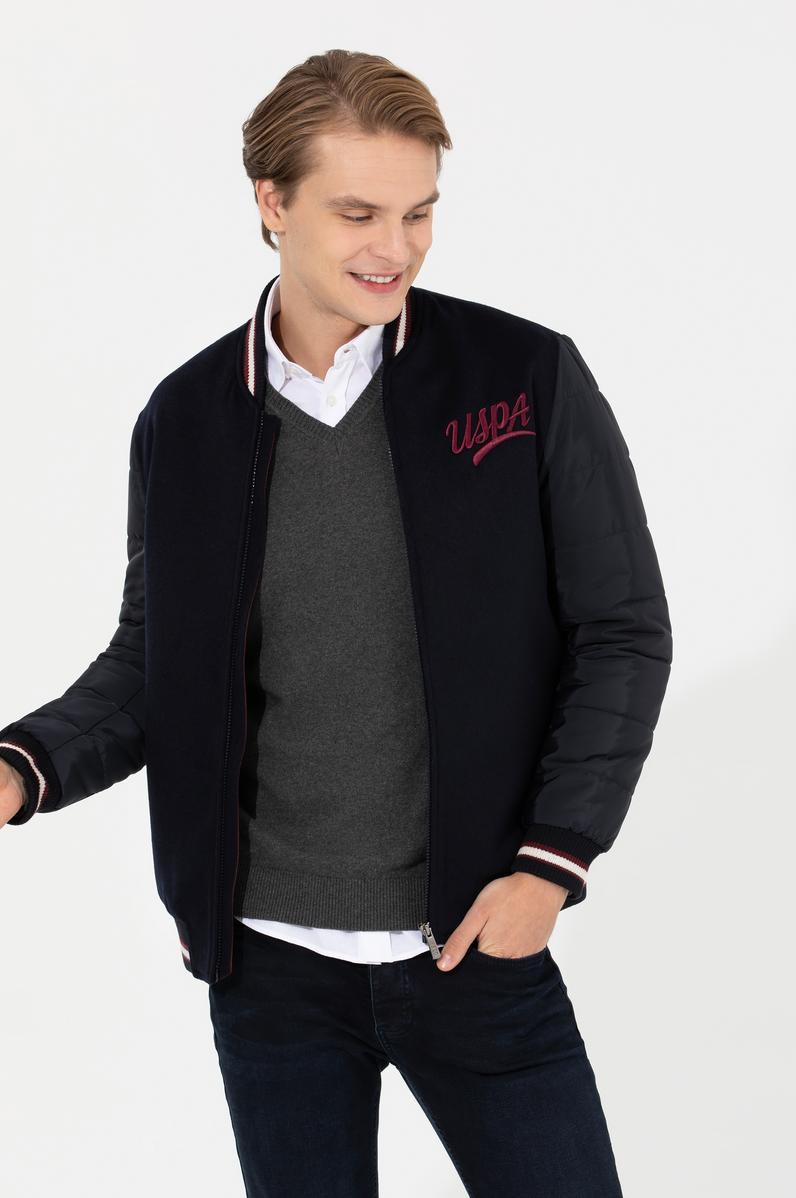 Erkek Lacivert Kaşe Kaban