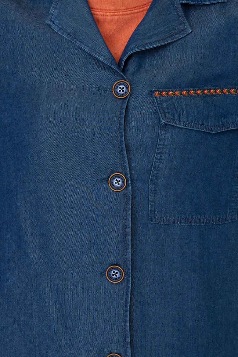 Kadın Koyu Mavi Jean Gömlek - 50238220003