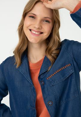 Kadın Koyu Mavi Jean Gömlek - 50238220003