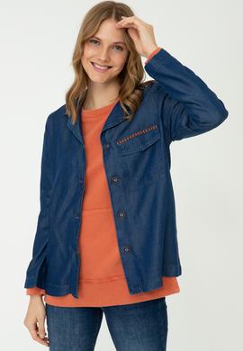 Kadın Koyu Mavi Jean Gömlek - 50238220003