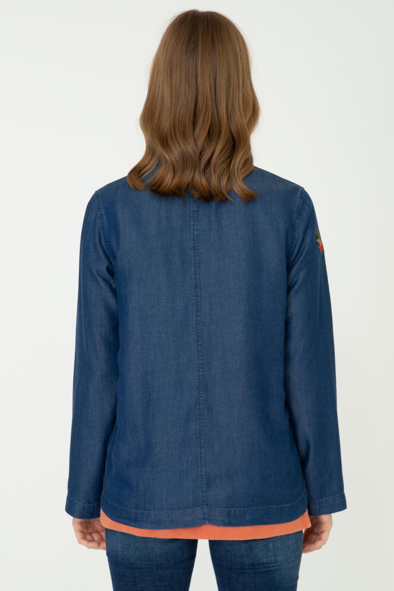 Kadın Koyu Mavi Jean Gömlek - 50238220003