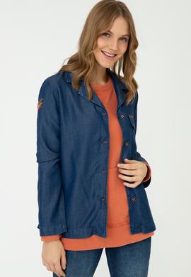 Kadın Koyu Mavi Jean Gömlek - 50238220003