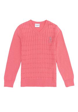 Kız Çocuk Açık Pembe Bisiklet Yaka Basic Kazak - 50255649075