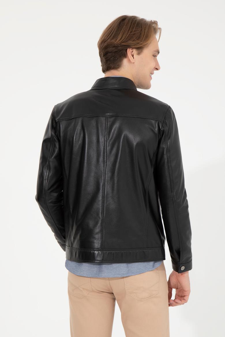Erkek Siyah Deri Ceket - 50255932004