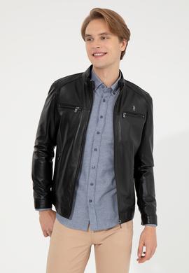 Erkek Siyah Deri Ceket - 50255932004