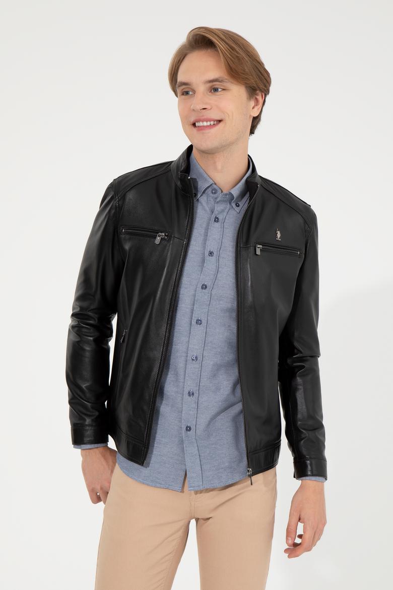 Erkek Siyah Deri Ceket - 50255932004