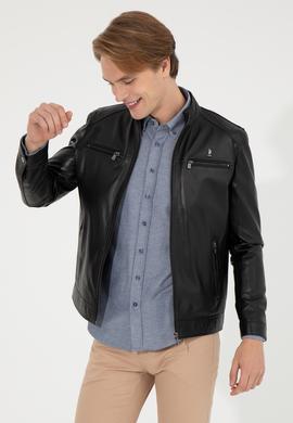 Erkek Siyah Deri Ceket - 50255932004
