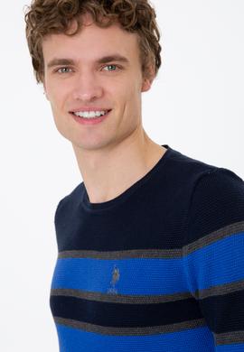 Erkek Lacivert Bisiklet Yaka Triko Kazak - 50237020013