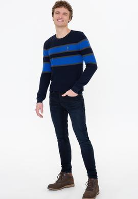 Erkek Lacivert Bisiklet Yaka Triko Kazak - 50237020013