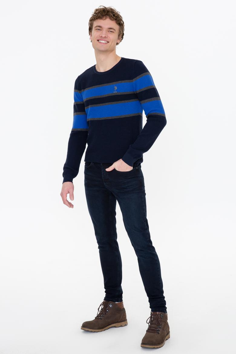 Erkek Lacivert Bisiklet Yaka Triko Kazak - 50237020013