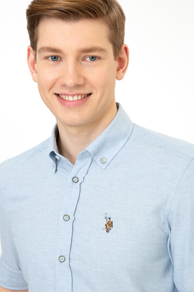 Erkek Açık Mavi Uzun Kollu Basic Gömlek