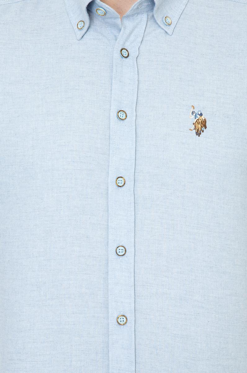 Erkek Açık Mavi Uzun Kollu Basic Gömlek