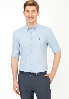 Erkek Açık Mavi Uzun Kollu Basic Gömlek - 50256166014