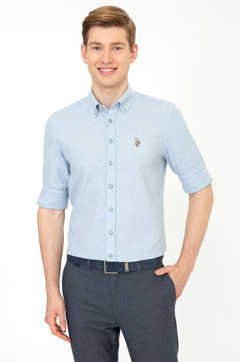 Erkek Açık Mavi Uzun Kollu Basic Gömlek