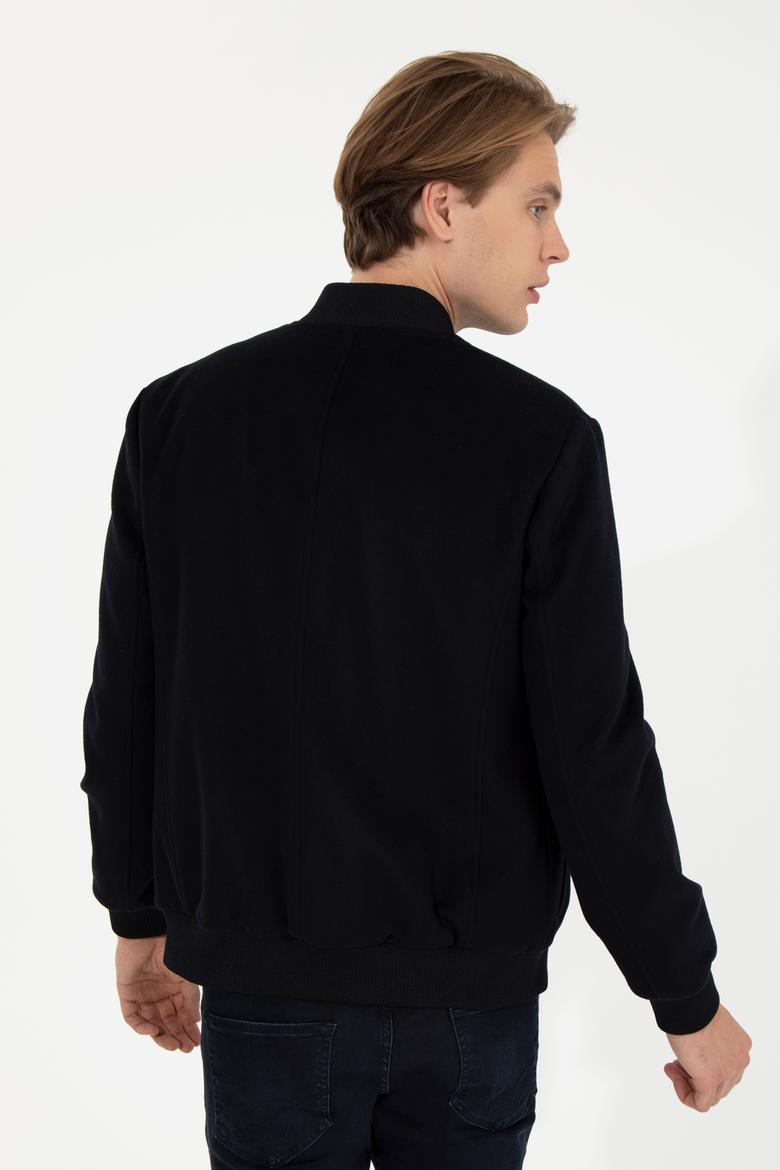 Erkek Lacivert Kaşe Kaban - 50260895005