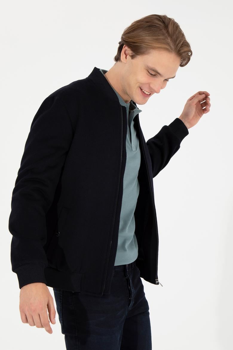 Erkek Lacivert Kaşe Kaban - 50260895005