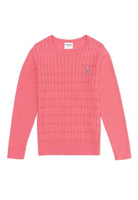 Kız Çocuk Açık Pembe Basic Bisiklet Yaka Kazak - 50257310077