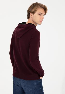 Erkek Bordo Kapüşonlu Sweatshirt - 50256831059