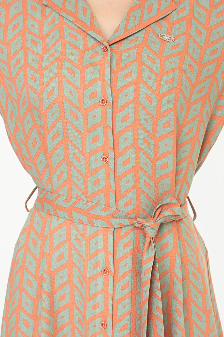 Kadın Kiremit Dokuma Elbise - 50237095002