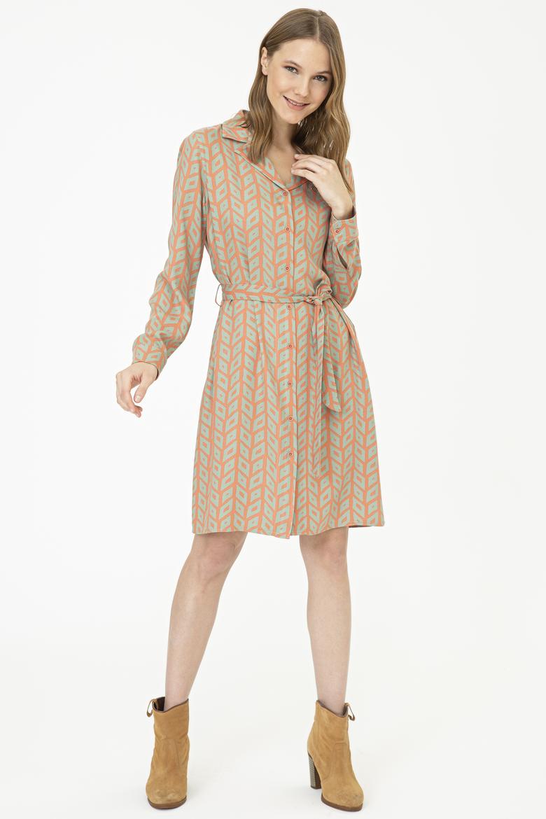 Kadın Kiremit Dokuma Elbise - 50237095002