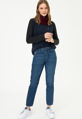 Kadın Koyu Mavi Jean Pantolon - 50238183002