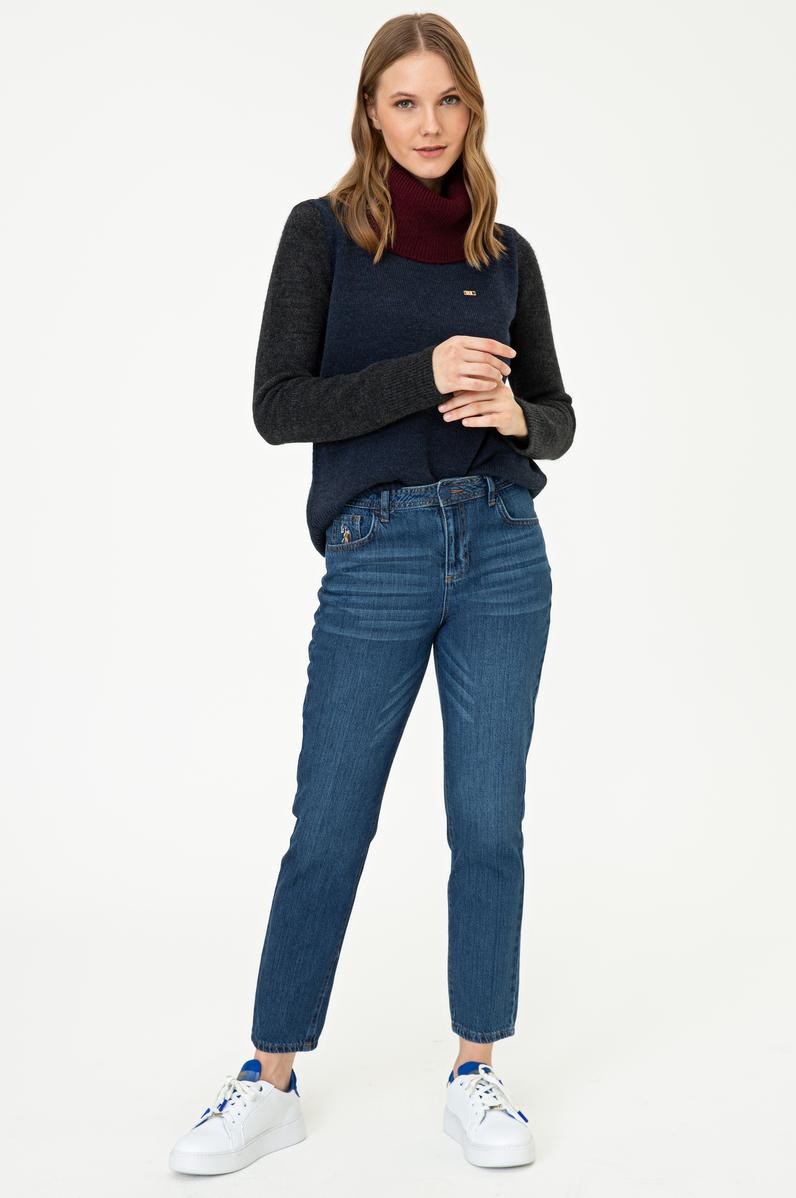 Kadın Koyu Mavi Jean Pantolon