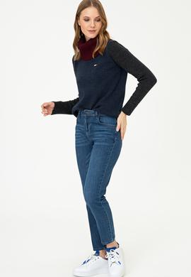 Kadın Koyu Mavi Jean Pantolon - 50238183002