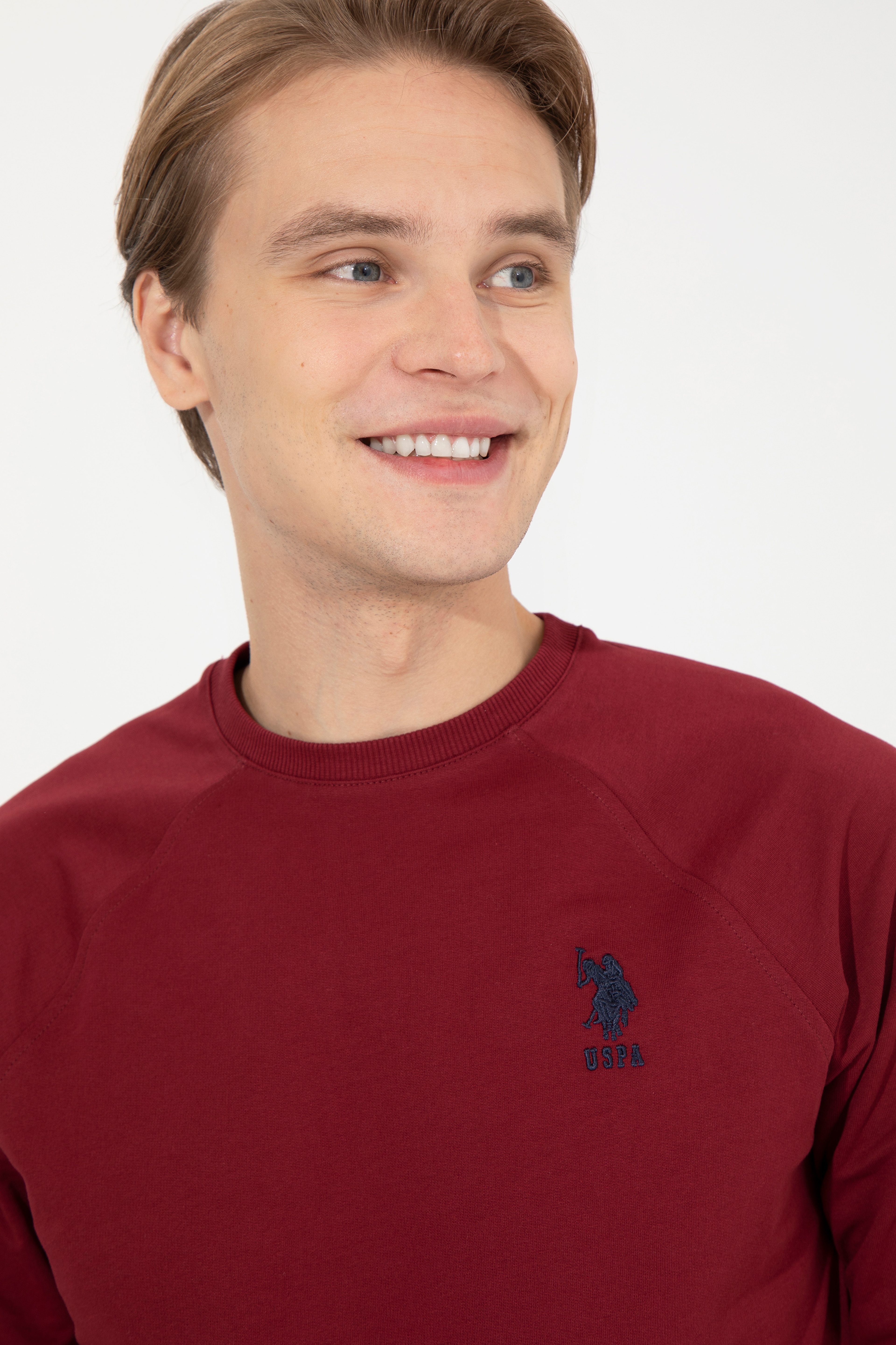 Erkek Bordo Basic Sweatshirt - Image 4